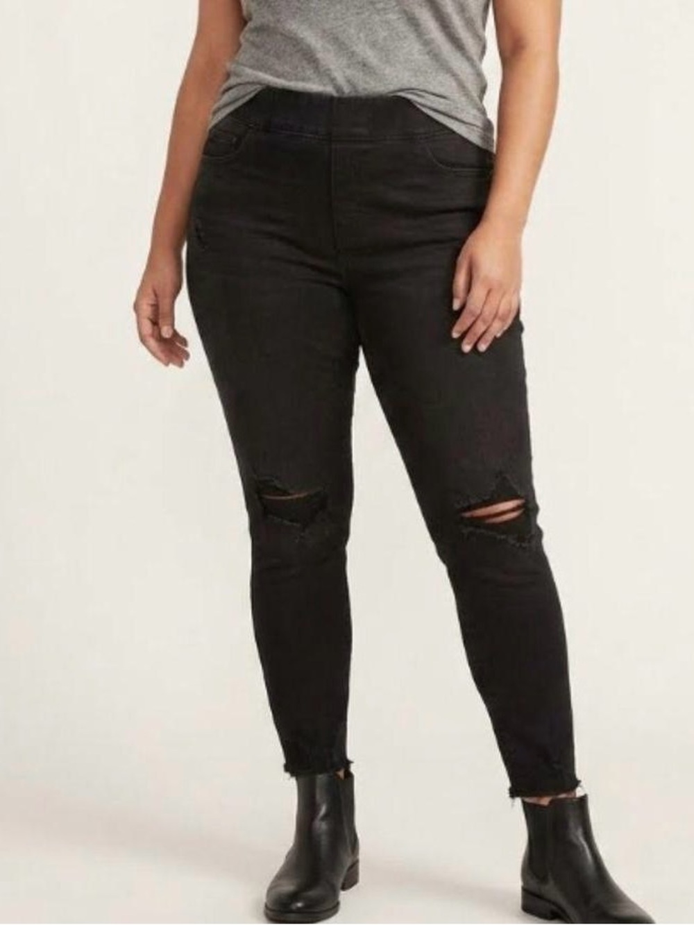Old Navy Women's Distressed Black Mid-Rise Rockstar Denim Jegging Jeans